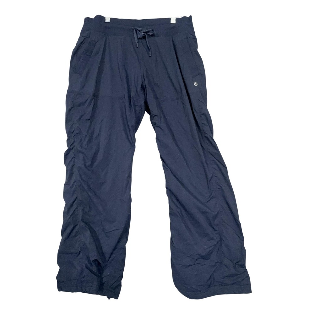 Lululemon Pants Womens 8 Blue Woven Track Drawstring Pockets Yoga Gym Activewear